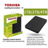 ฮาร์ดไดรฟ์เสริมฮาร์ดดิสก์แบบพกพา Toshiba ฮาร์ดดิสก์ขนาด2.5นิ้ว1TB 2TB 4TB 3.0ฮาร์ดไดรฟ์ภายนอกแบบพกพา