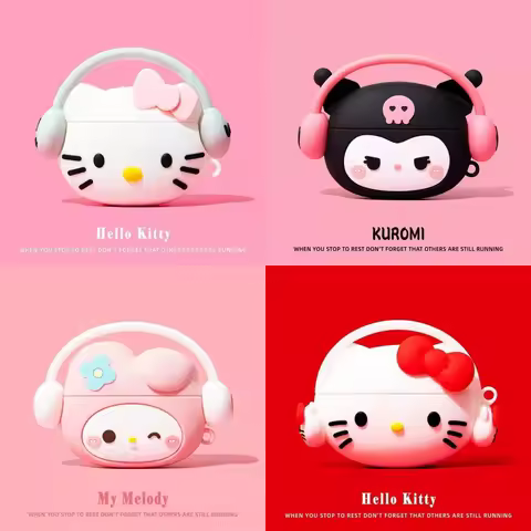 For Airpods Pro3 4 3 2 1 Pro 3 Pro2 Cartoon Sanrio Hello Kitty Kuromi Melody Music Earphone Case Sil