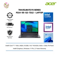 Acer Commercial Laptop TravelMate P214-55-G2-7212 14" WUXGA (C7 150U, 8GB, 512GB, Intel, W11P, 3Y)