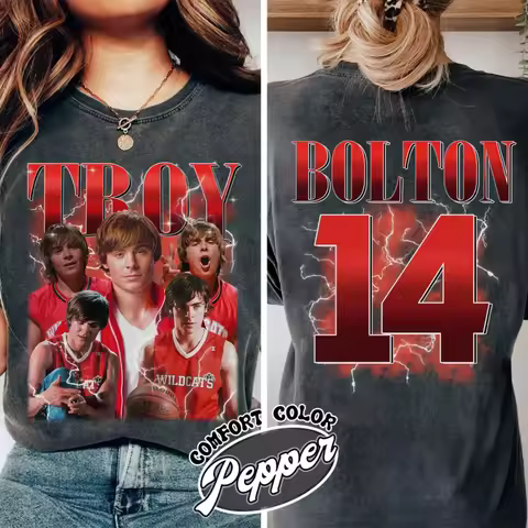 Retro Summer Channel High School Musical Troy Bolton Boots Shirt Printed Pattern T-shirt Casual Dail