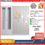 KLIKFURNITURE Lemari Pakaian Full Besi 5 Pintu Kaca + Led LP5P LINE EXCEL