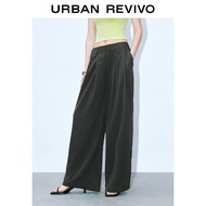 URBAN REVIVO กางเกงแม็กซีขากว้างหรูหรากางเกงสตรี