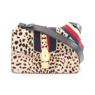 【二手】Gucci Sylvie 小號 Web Line 兩用單肩包 421882 米色皮革 Sylvie 單肩包 女士二手 B