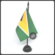 Guyana Table Flag + Wooden Pole