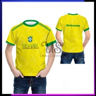 BRAZIL KIDS JERSEY BRAZIL T-SHIRT/ BRAZIL FOOTBALL JERSEY CUSTOM NAME KIDS SIZE