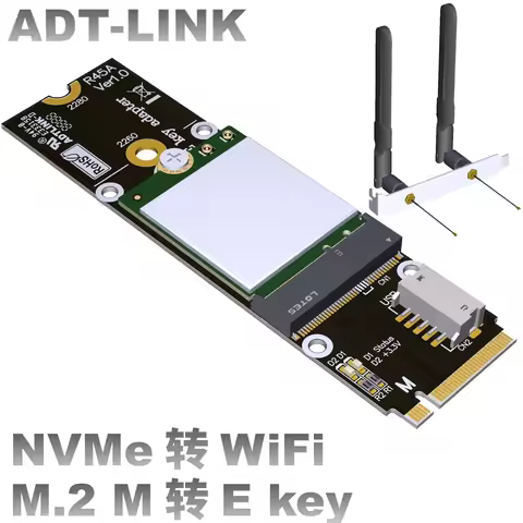 M.2 NVMe M Key 2280 to WiFi A/E Key 2230 Adapter INTEL AX210 Wireless Riser Network Card PCI-E 4.0 X