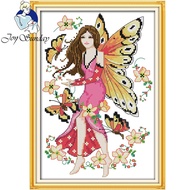 Cross Stitch Complete Set butterfly fairy Stamped Counted Cross-stitch Kit Printed Unprinted Cloth Needlework Embroidery DIY Handmade Sewing Kit