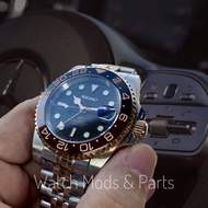 WMNP True Custom GMT Seiko Mod Rootbeer NH34, GMT Jalan Bro.! Strap Silver 40mm