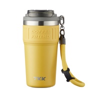 TKK แก้วกาแฟ coffee mug 630ml ชั้นในเซรามิก กระติกน้ำเก็บอุณหภูมิสุญญากาศ พร้อมหลอดดูดและช่องยกดื่ม 2 in 1 แก้วน้ำเก็บความเย็นความร้อน thermos Tumbler
