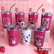 TERMOS Thermos Viral Lotso Straws/Tumbler Drinking Lotso 500ML Strawberry Bear Kids Drinking Bottle 