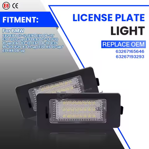 2PCS License Plate Light For BMW 1 3 4 5 X Series E82 E88 E90 E91 E92 E93 F32 E39 E60 E61 E70 X5 LED
