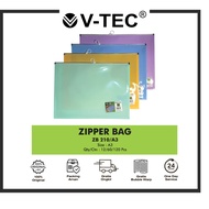V-TEC PASTEL BUTTON FILE MAP MF-210/A5 ZIPPER BAG/ ZB 210 A3 MIX COLOR