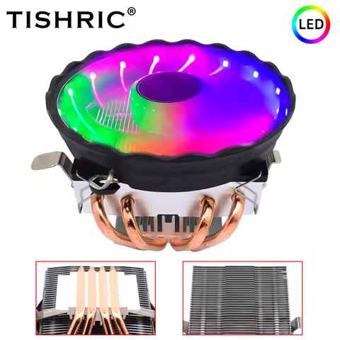 TISHRIC Processor Cooler CPU Cooling Fan RGB PWM 4Pin Heatsink Intel LGA 2011 1150 1200 775 1151 115
