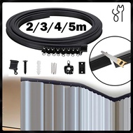 1 Set Flexible Black Window Curtain Rail Hospital Curtain Rail Bendable Window Curtain Rail Full Set