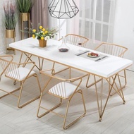 ADELPHI Marble Dining Table (White Marble with Gold Legs)