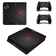 For PS4 Slim Vinyl Sticker For Sony Playstation 4 Slim Console+2 controller Protetive Sticker case F