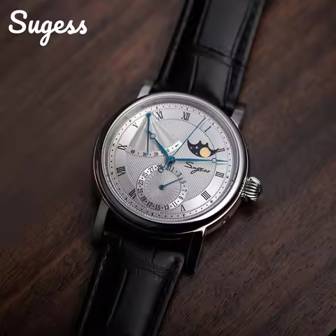 2023 Sugess Watch of Men Automatic Mechanical Moon-Phase Wristwatches Power Reserved Sapphire WaterR