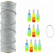 AsFrost 1 Gulung Tali (60m/2362 inci) + 10 Mainan Plush + 1 Set Aksesori Cincin Silikon Putih Mainan