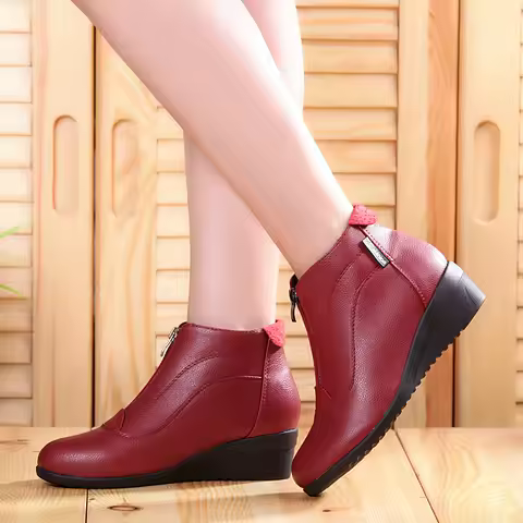 Winter Boots Women 2020 Women Snow Boots Wedge Heels Winter Shoes Women Warm Fur Casual Shoes Zip Wo