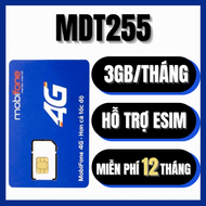 SIM 4G MOBI TRỌN GÓI 12 Tháng KHÔNG NẠP TIỀN 3GB  1 THÁNG ( 36GB 1 NĂM ) Nhận ngay TẠI GWIN - MDT255