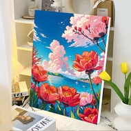 JINYOU tulips paint by number acrylic paint diy filling and coloring hand-painted decorative painting 20x30/30x40cm