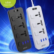 premium ECLE Power Strip Stop Kontak 3 Socket 3 Smart USB Port Tombol