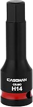 CASOMAN 1/2" Drive 14mm Impact Hex Bit Socket, One-Piece H14 Allen Socket with Red Color-Code Ring, 