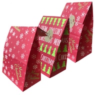 5 Pieces Christmas Festive Kraft Paper Carrier Gift Bags Xmas Present Storage Bag