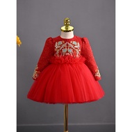 Award Celebration Small Dress Girls Red Sequins Super Flash Niche Super Fairy High-End Princess Dres