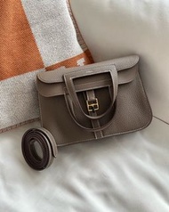 Hermes Halzan 25 大象灰 Etoupe  金扣 TC