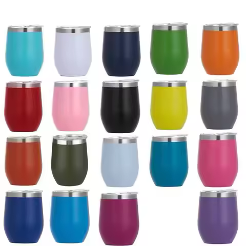 50pcs Custom 12oz double wall stainless steel wine tumbler insulated vacuum egg shape wine tumbler w