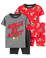 Carter's Toddler Boy's 4 piece Cotton Pajamas (Ninja By Night, 4T)
