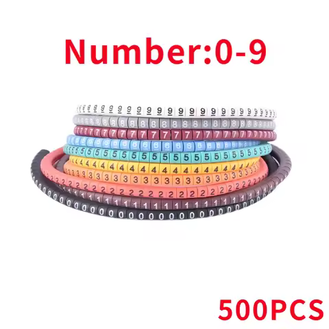 500PCS EC-0/1/2/3 Cable Wire Marker 0 to 9 For Cable Size 1.5/2.5/4.0/6.0 sqmm Colored number tube C