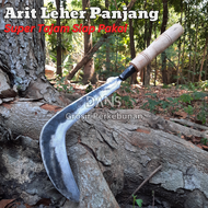 Arit Leher Panjang Potong Ranting Dedaunan - Bendo Ndorit Baja Asli Super Tajam - Golok Arit Babat I