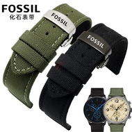 Fossil Nylon Watch Strap for FS4656 Men's Army Green Canvas Watch Band 18/19/20/21/22/23/24mm Cowhid