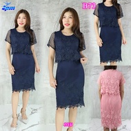 2PM เดรสผ้าลูกไม้ผ้าคอตตอน ชุดออกงาน สาวอวบ ชุดเดรสเย็บติดกัน มีไชส์ใหญ่ M L XL XXL (B73)