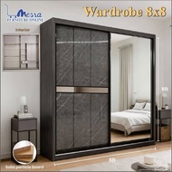 （Siap Pasang) Mesra - Wardrobe Sliding Door Anti-Jump Cabinet Clothes 8ft x 8ft / wardrobe / fast sh