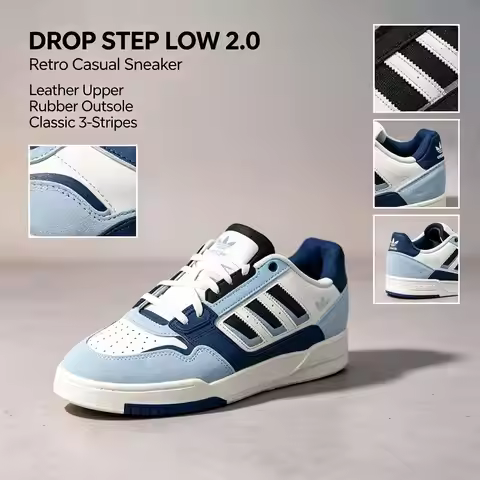 Adidas Originals DROP STEP LOW 2.0 KJ1109 Men's Forum Low Classic Sneakers Retro Streetwear Skateboa