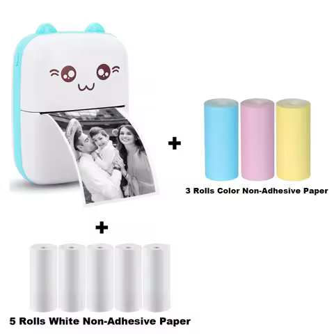 Mini Thermal Pocket Printer Wireless Mini Sticker Printer Thermal Paper Portable Printer for Notes J
