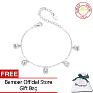 BAMOER สร้อยข้อมือ925เงินสเตอร์ลิง Lily Of The Valleyสร้อยข้อมือสุดหรูปรับได้สายโซ่ชุบทองสำหรับผู้หญ