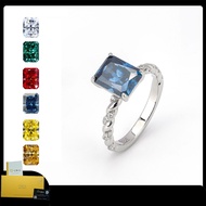 3ct Colorful Real Radiant Cut Moissanite Ring Pass Diamond Test GRA Certified 18K White Gold Plated 
