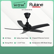 Rubine RCF-ARIA42-5B-MB Ceiling Fan - 42 Inch, Featuring AC Powerful Motor Strong Wind 4 Speed