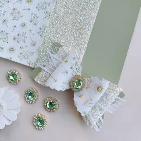 New Rainbow 30x22CM Spring Dandelion Light Sage Faux Leather & Glitter Bundle For DIY Handmade Bows,