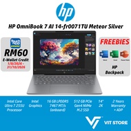 HP OmniBook 7 AI 14-fr0071TU Meteor Silver D4QP7PA CU7-255U Intel Graphic 16GB DDR5 512GB SSD 14" 2K