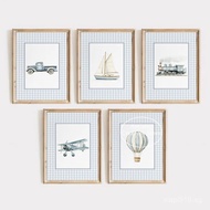 Vintage Travel Transportation Hot Air Balloon Boat Plane Train Nordic Poster Canvas Painting Wall Pi