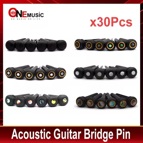 30Pcs Ebony Acoustic guitar Bridge Pins with 2.0/3.0/4.0mm Abalone Shell Dots Guitar Pressure String