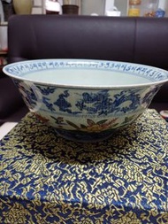 五彩花卉龍紋碗直徑19.5cmcm款（大明宣德年製）