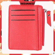 [dreamakee.my] Women Simple PU Leather Wallet Zipper Solid Color Litchi Pattern Men Card Holder