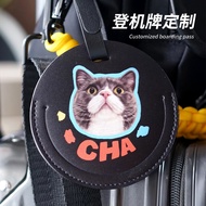 Customized Tag Luggage Tag Boarding Pass PU Leather Round Luggage Tag Travel Boarding Pass Identific