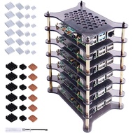 52Pi 6-Layers Raspberry Pi Cluster Case,Raspberry Pi Rack Case with Raspberry Pi Heatsinks Stackable